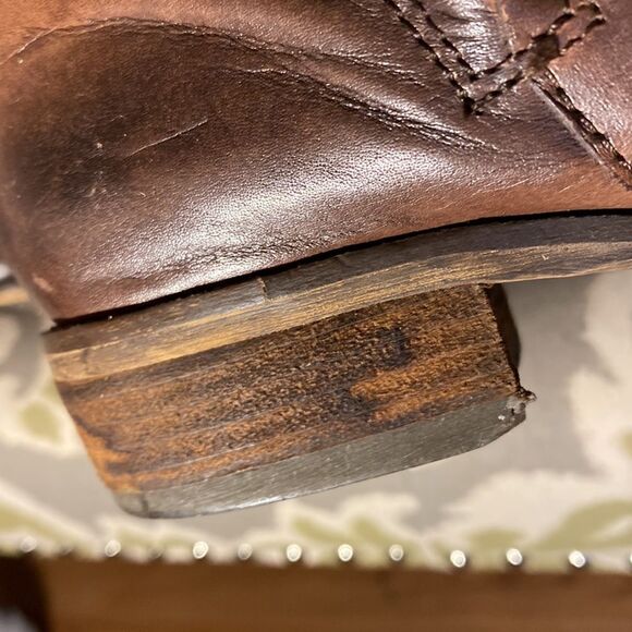 Arturo Chiang Faux Leather Brown Riding Moto Western Knee Boots Size 6.5 - Picture 9 of 12